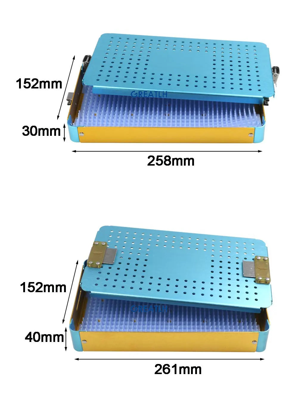 Disinfection Box Sterilization Tray Box Case with Silicone Pad Autoclavable Box