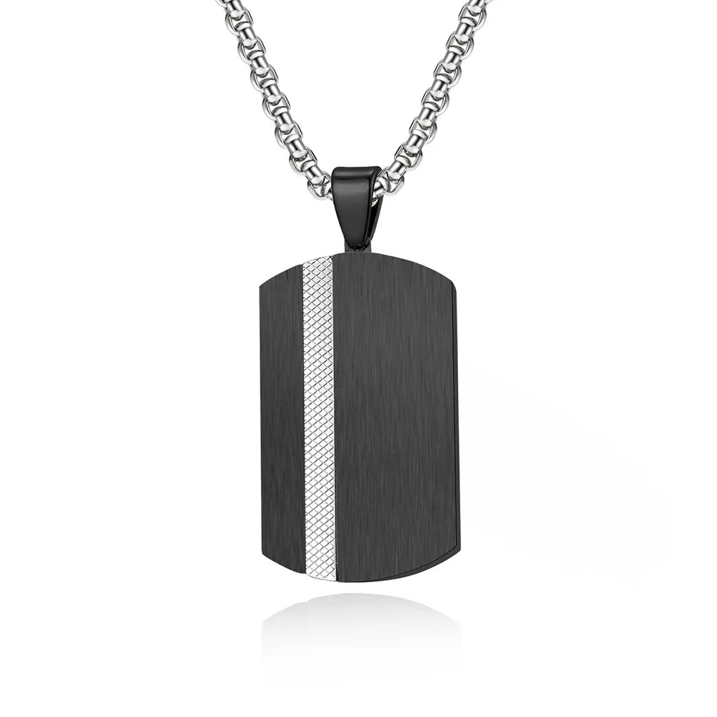 Stainless Steel Two-Tone Military Tag Pendant Dog Tag Pendant Necklace for Men Boyfriend Charm Link Chain Male Punk Jewelry