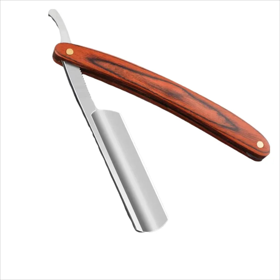 Rasoir à bord droit en acier inoxydable de qualité supérieure : rasoir manuel pointu, pliable et professionnel pour un rasage précis de la barbe