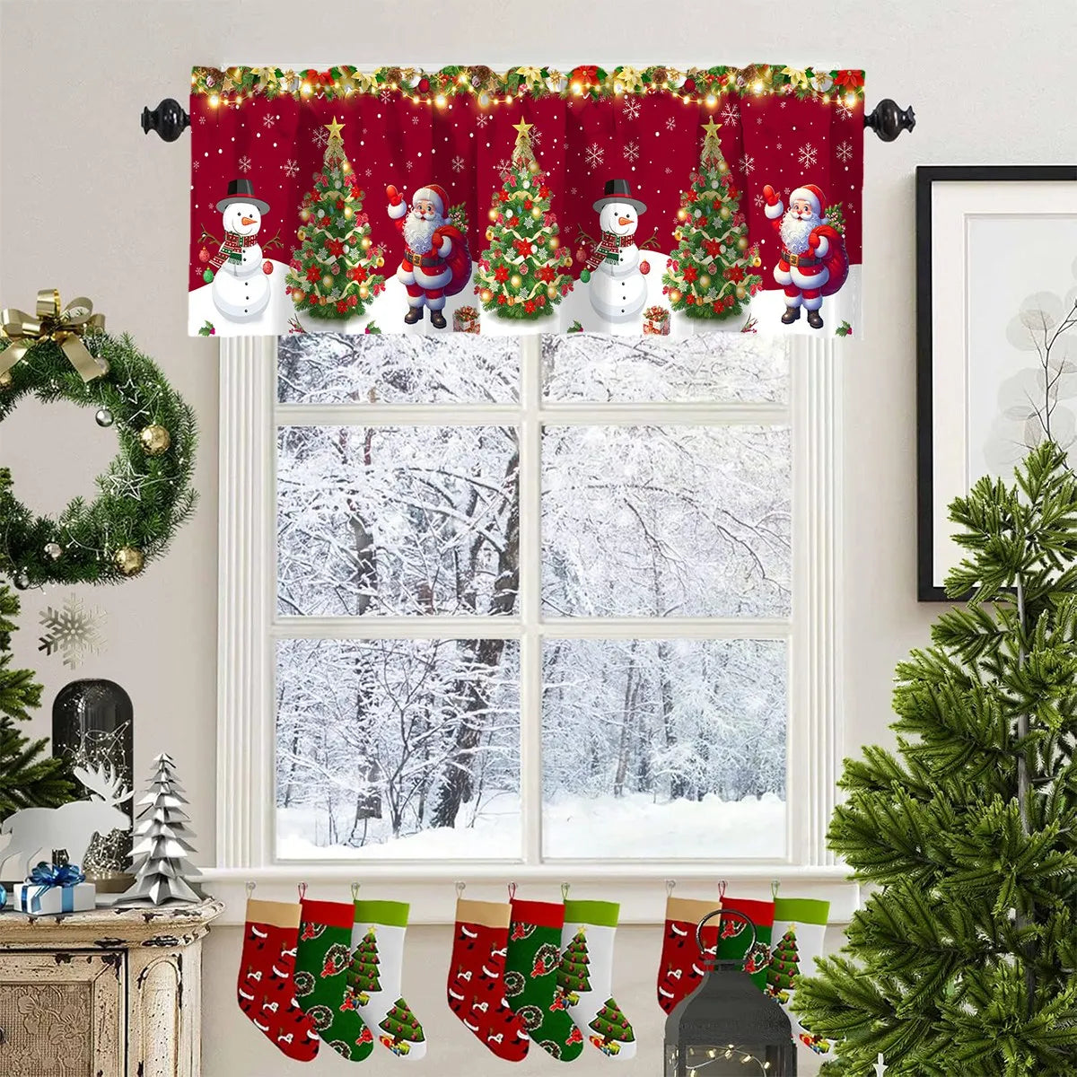 2pcs Christmas Curtain Merry Christmas Decoration for Home 2025 Xmas Curtain Window Ornaments Navidad Natal New Year Gift 2026