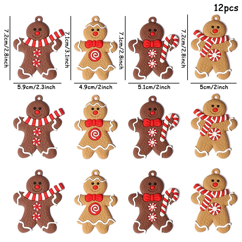 6pcs Christmas Tree Gingerbread Man Hanging Pendant Ornaments Set Christmas Decorations for Home Xmas New Year Gift  Supplies