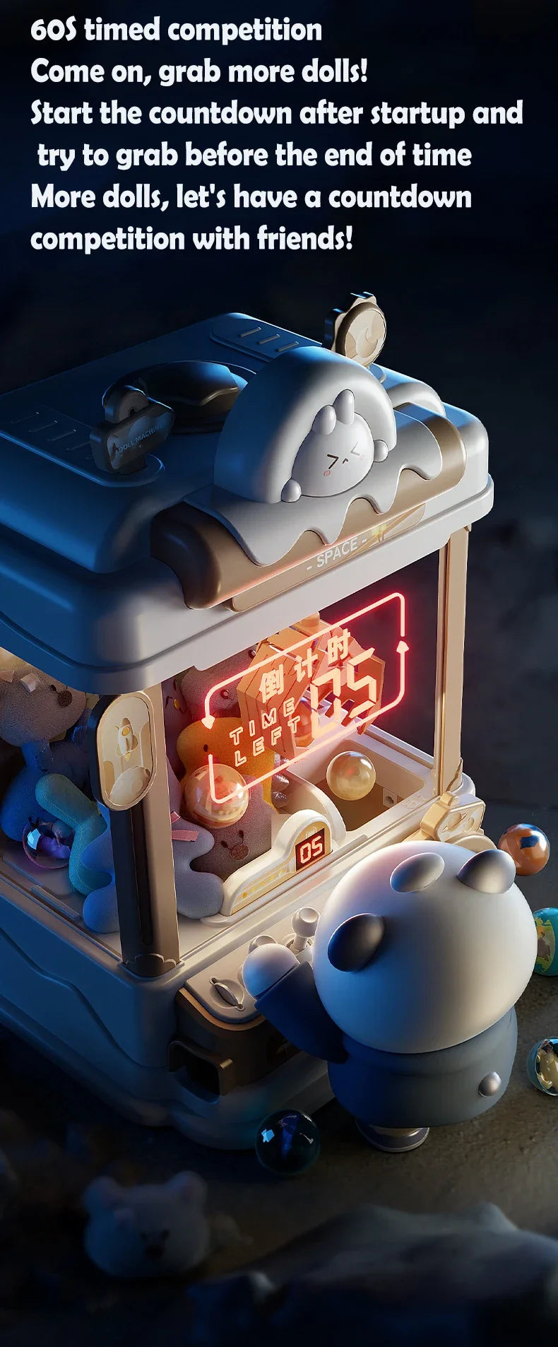 Big Size Doll Machine Kids Coin Operated Play Game Mini Claw Catch Toy Crane Machines Music Doll Children Xmas Gifts Toys