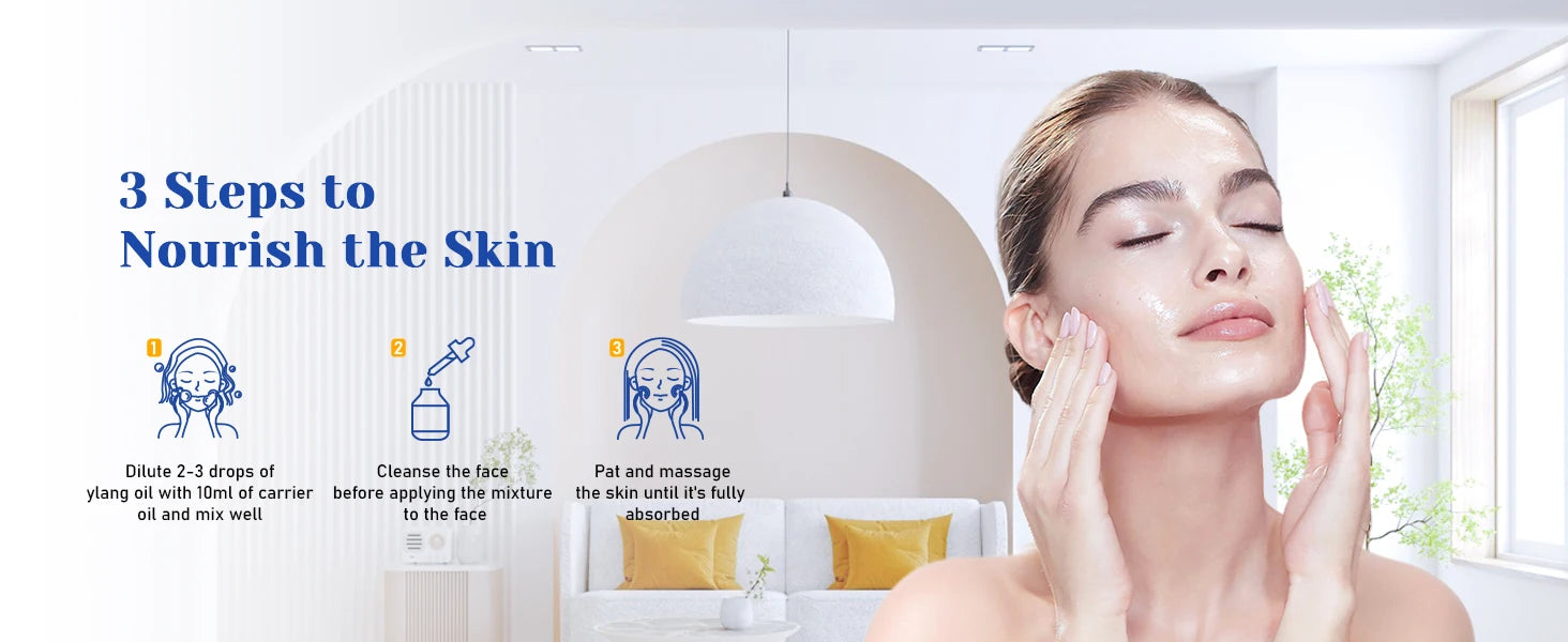 HIQILI Ylang-Ylang Essential Oil 100ML Citronella Geranium 100% Natural Tree Oil for Skin Massage Stress Relief & Aromatherapy