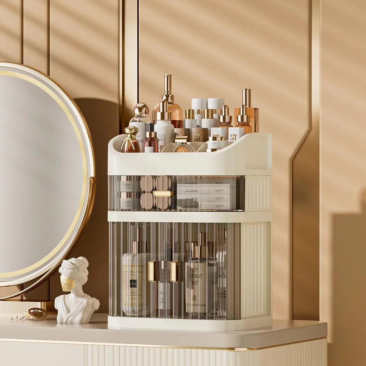 Caja de almacenamiento de cosméticos de gran capacidad, cajón organizador de maquillaje, joyería, esmalte de uñas, contenedor de