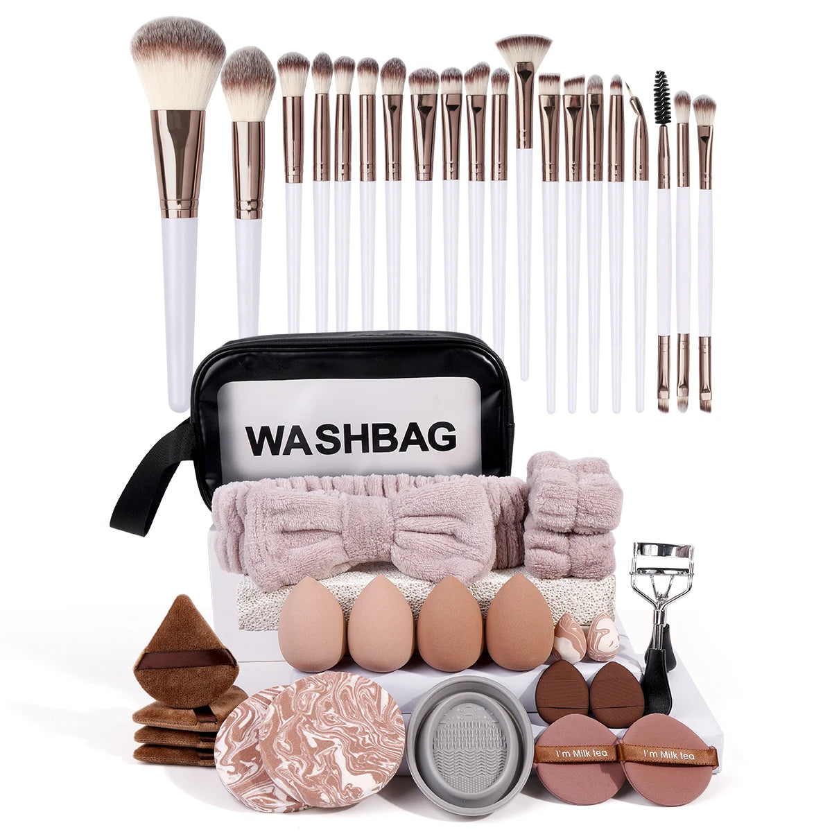 42pcs Kit de maquillage multifonctionnel Comprend 20pcs pinceaux avec sac de lavage