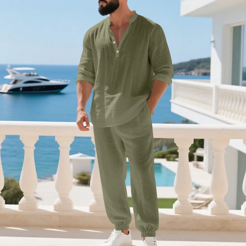 Ensemble en lin lâche américaine Automne