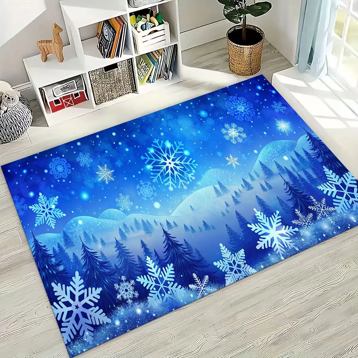 Merry Christmas Tree Santa Claus Cartoon Happy New Year Gift Carpet Rug for Bedroom Living Room Sofa Home Doormat Decor,Non-slip