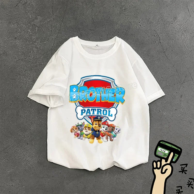 Paw Patrol Summer Tops Cotton T-shirt White Shirt Print Women Cartoons Fashion Black Clothes Man Adult Tee Short Sleeve Clothing