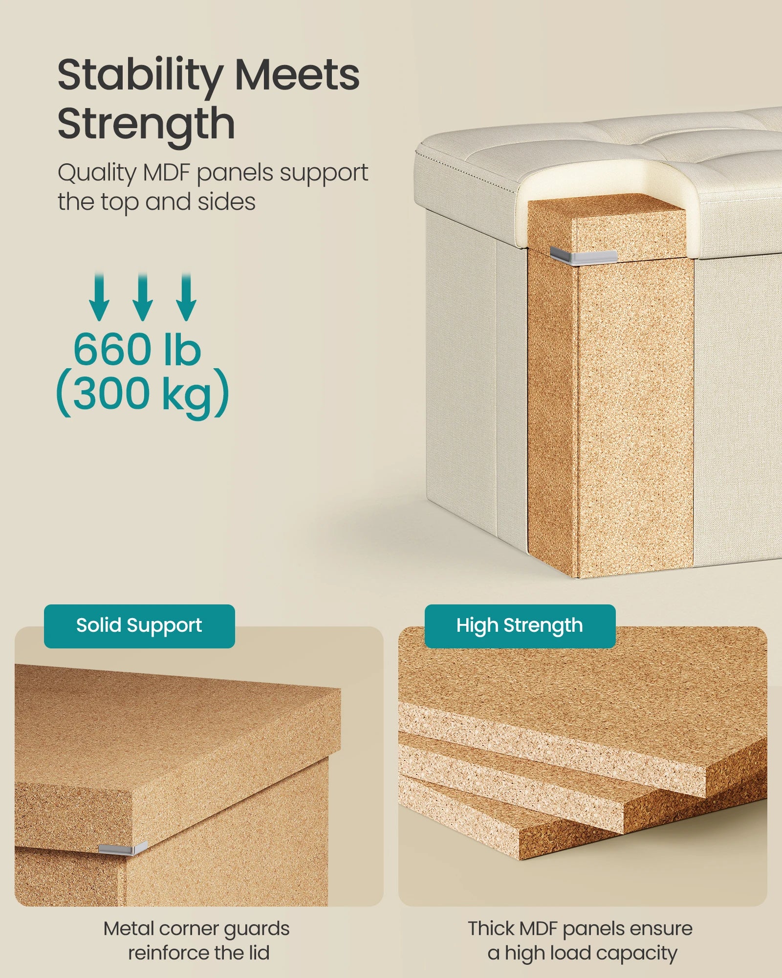 Bly GMICS MAZIE-Banc de Rangement Pliant pour Amaran 43, Support de Pied, Banc d'Extrémité de Lit, Coffre de Rangement