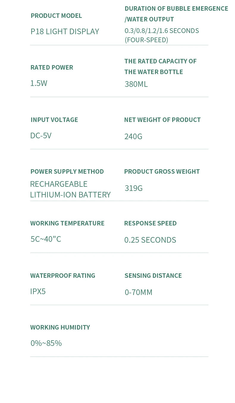 380ML Desktop Wall-Mounted Light Display 4-Levels Adjustable Electric Infrared Automatic Sensor Kitchen Bathroom Soap Dispenser