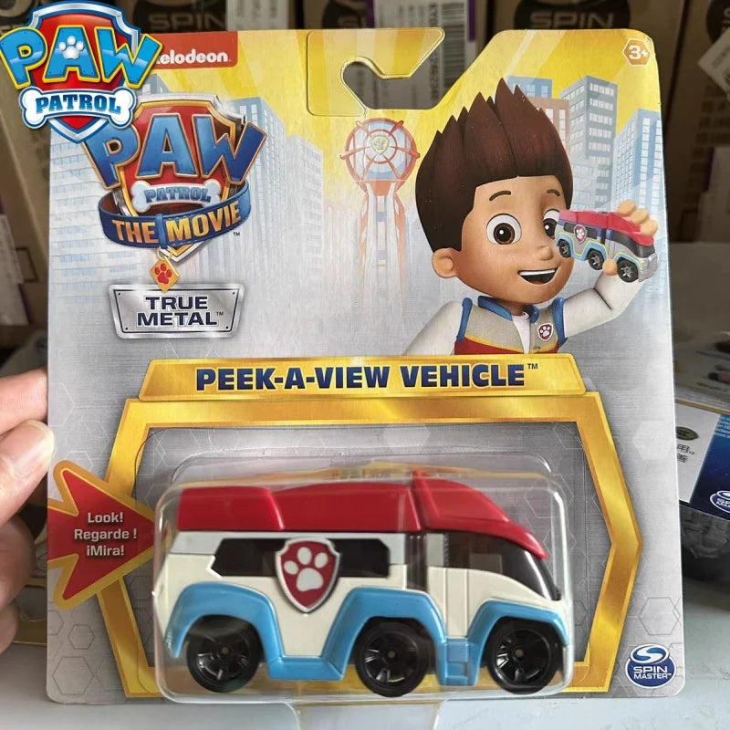 Original Paw Patrol True Metal Series Peek A View Vehicle Ryder Headquarters Patrol Car Movie Collectible Classic Kid Toys Gifts