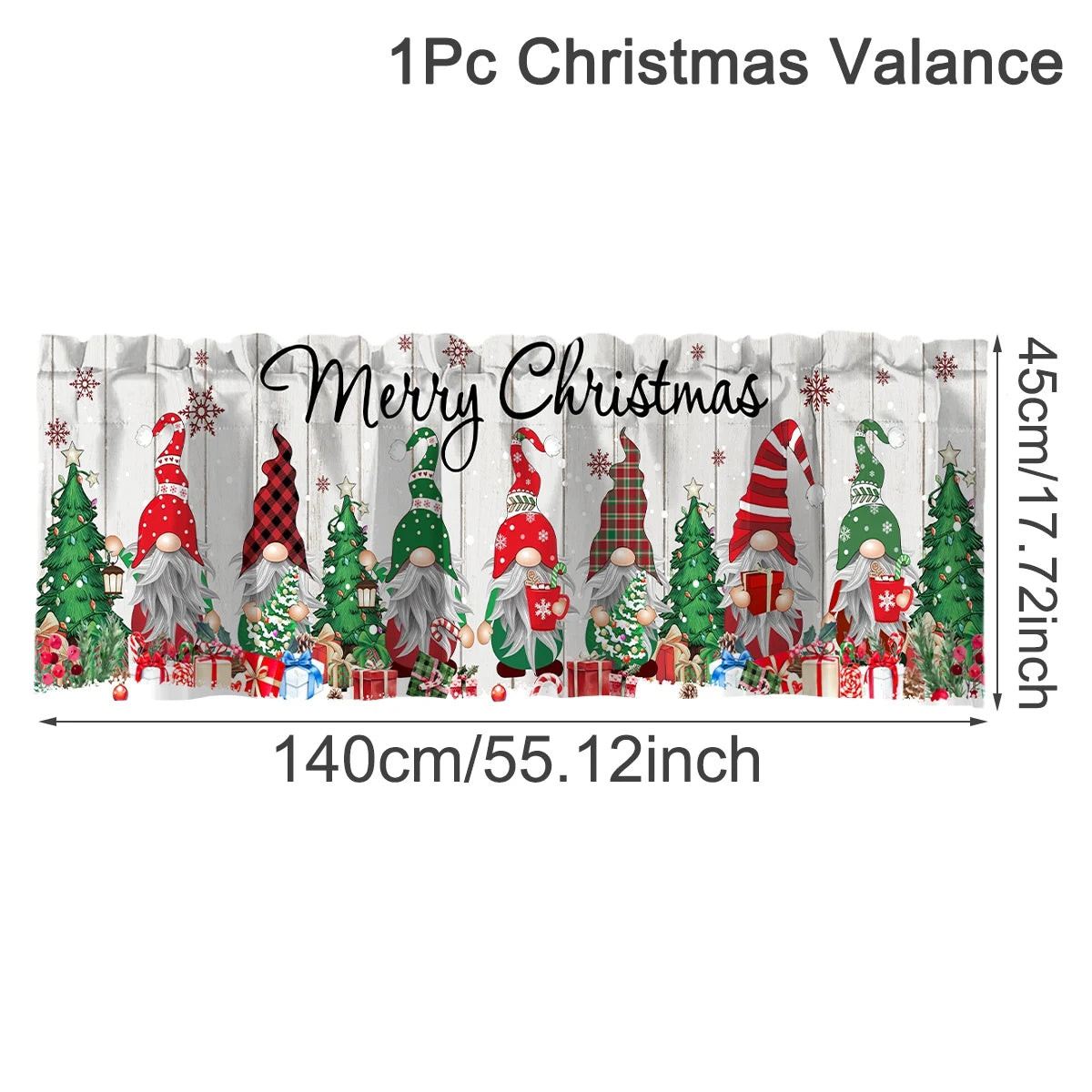 Christmas Short Curtains Valances Christmas Decorations for Home 2025 Xmas Ornaments Windows Treatments for Kitchen Bathroom