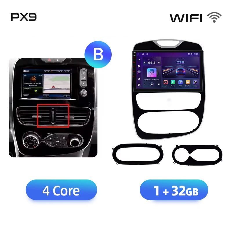 AWESAFE CarPlay اللاسلكي لنظام Apple Android 13 راديو السيارة لسيارة Renault Clio 4 2012 2013 2014-2016 شاشة الوسائط المتعددة ستيريو نظام تحديد المواقع العالمي (GPS)