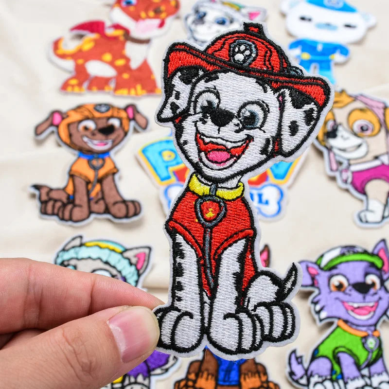 Paw Patrol Cartoon Dogs Patches for Clothing Cute Self-Adhesive Patch Iron on Embroidery Patches on Clothes Applique Fabrics