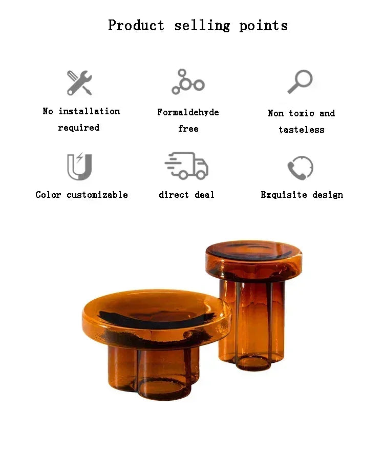 Verre Transparent café moderne rond chevet nordique pétale côté salon meubles créatifs Table ronde