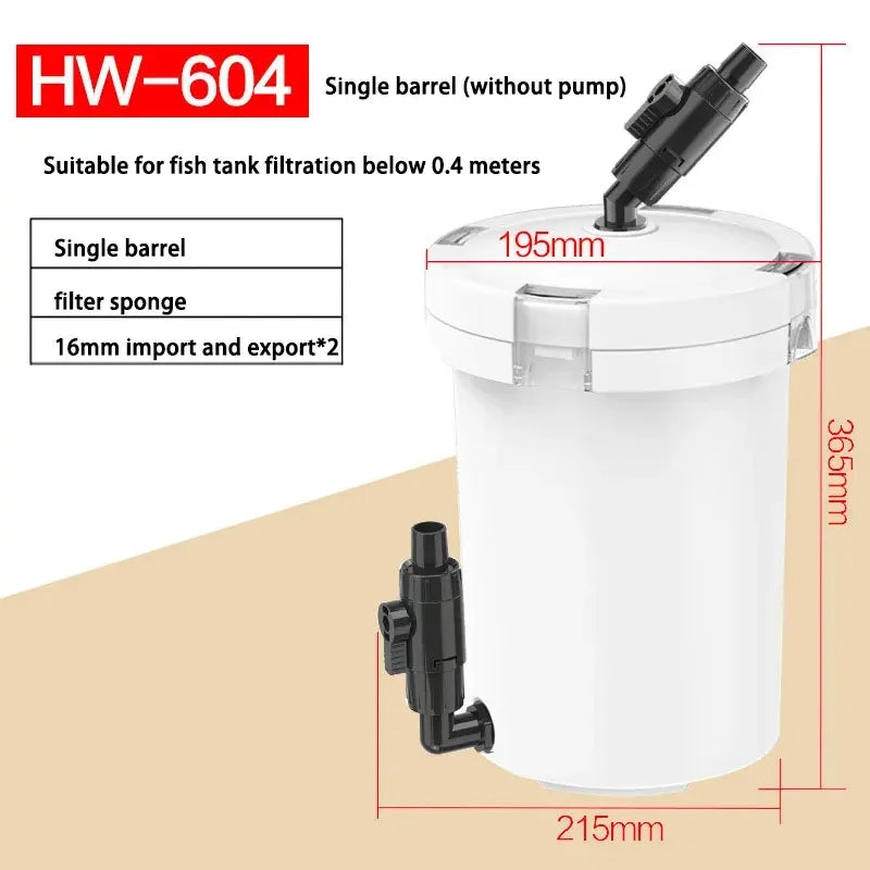 SUNSUN Outside Filter Barrel Silent Filter Barrel Aquarium Filter Pump Fish tank External Filter Fish Tank Accessories HW-602B