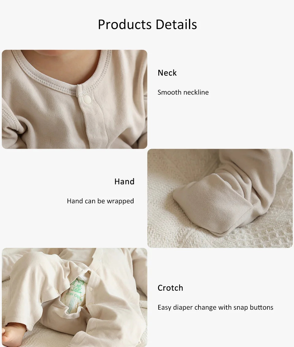 Baby Romper For 3-12Months Spring Thin 1.0Tog Jumpsuit Baby One-Piece Pajamas Soft Split-Leg Sleepwear Easy To Change Diaper