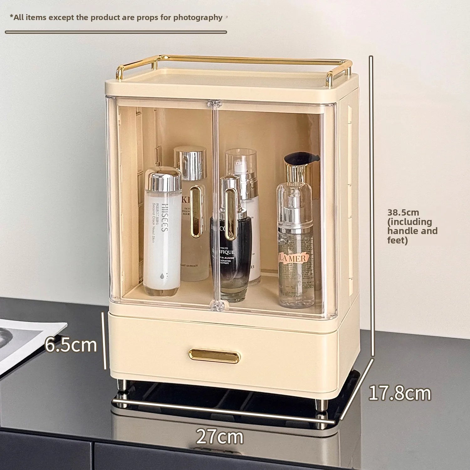 Transparent Cosmetic Storage Box Desktop High-End Dustproof Cover Carents eup Skincare Lipsti Organizer Box