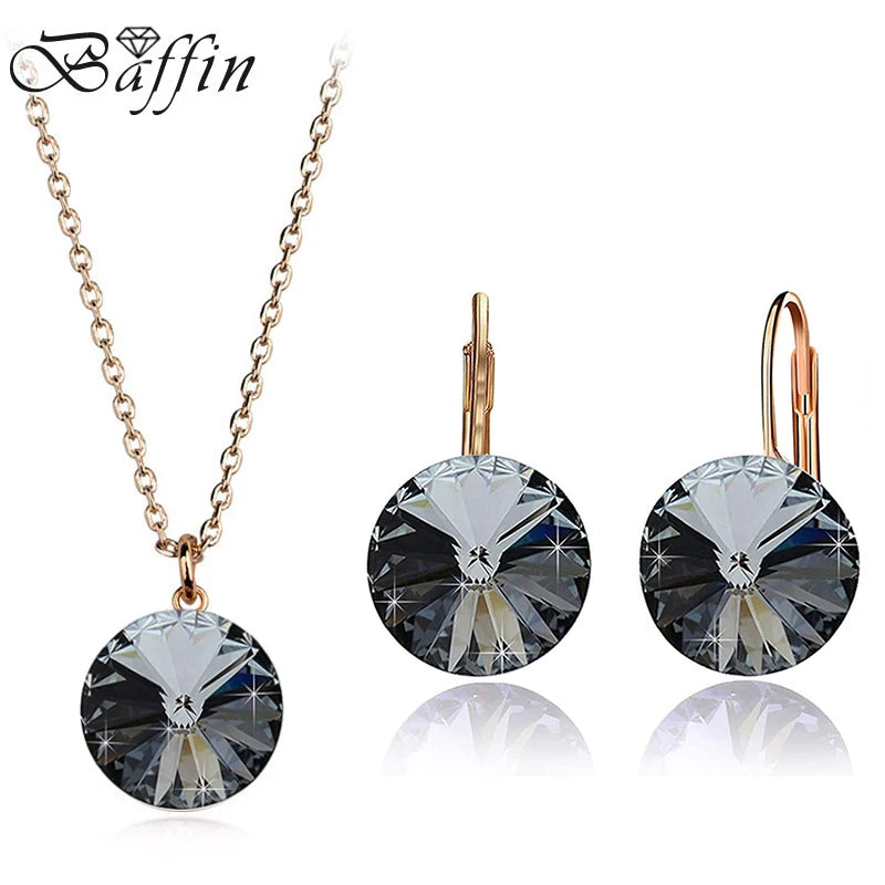 Silver Color Bella Jewelry Sets Crystals from Austria Pendant Necklace Drop Earrings for Women Party Wedding Evening Accessories