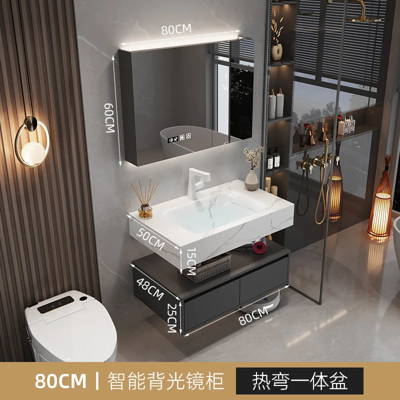 Armoire de salle de bain légère en bois massif, toilettes de rangement Vintage, vanité de salle de bain, miroirs de maquillage, meubles Para Banheiro