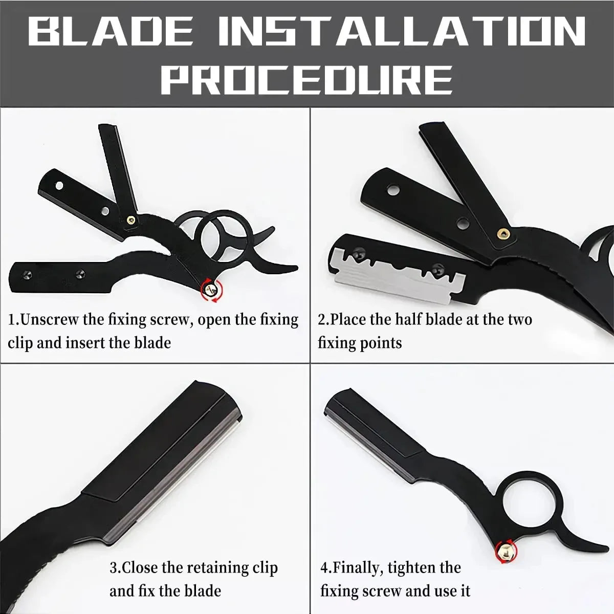 (1+10 lames) Rasoir de coiffeur pour la barbe