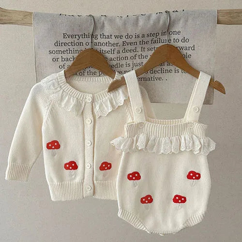 2025 New Autumn 0-3Yrs Children Clothes Suit Long Sleeved Knitted Pullover Sweater+PP Shorts Toddler Baby Girl Clothes Set