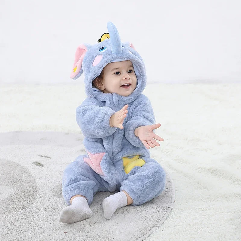 Miniso Lovely Elephant Newborn Baby Rompers Toddler Boy Girls Cosplay Animal Cute Warm Cosplay Costume Outfit