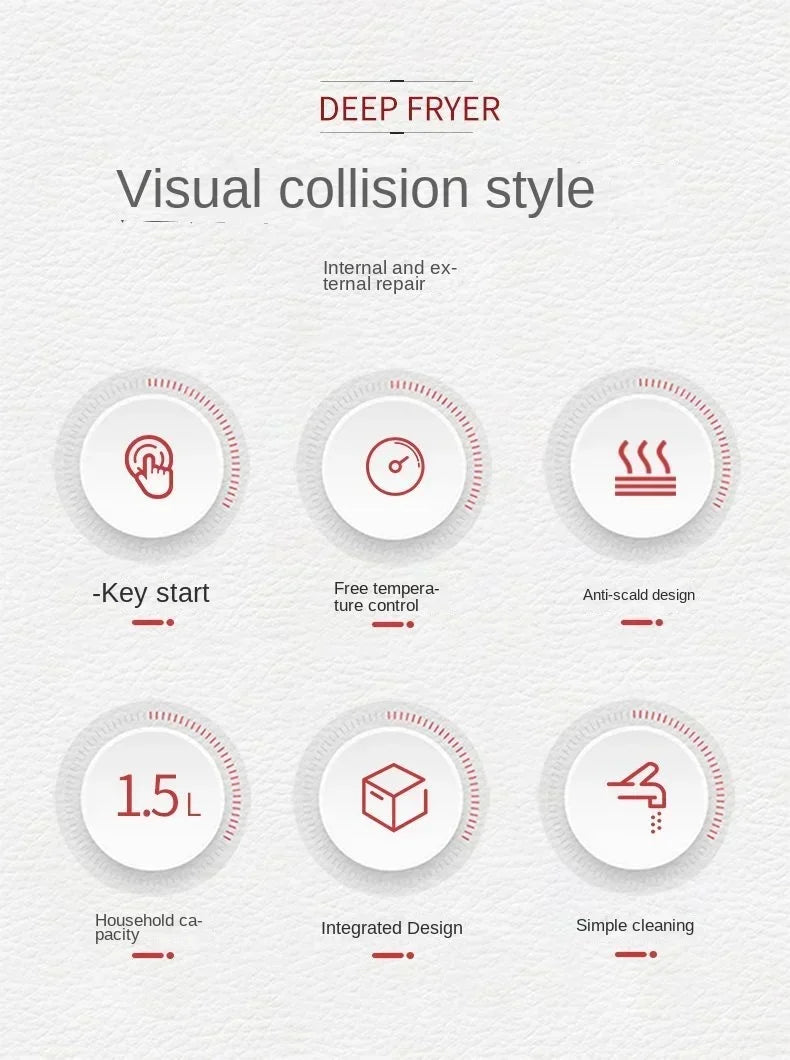 Multifunctional fryer household small fryer electric fryer mini small oil-saving fried chicken fryer constant temperature