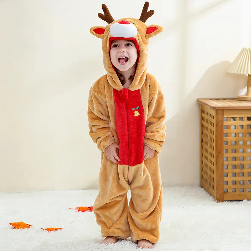 Winter Baby Rompers Baby Pijamas Halloween Ghost Bat Shark Deer Animal Cartoon Hooded Jumpsuits Cosplay Costume Boys Girl Pajama