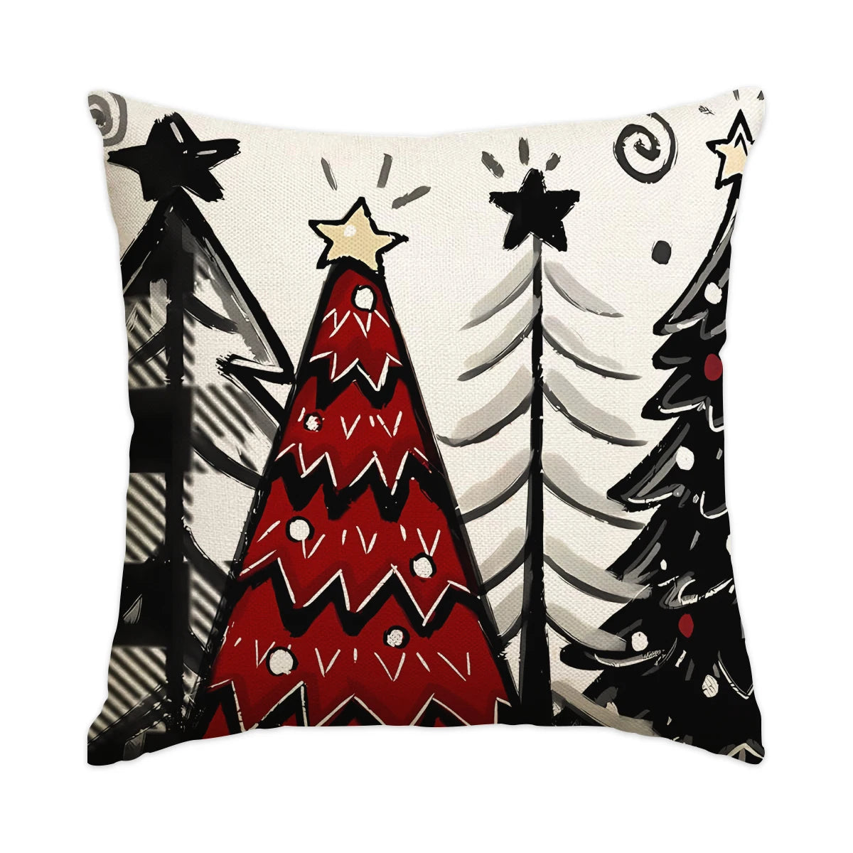 1/4pcs Retro Christmas Pillowcase, Christmas Ball, Christmas Tree, Retro Truck Design, Cushion Cover, Christmas Decorations