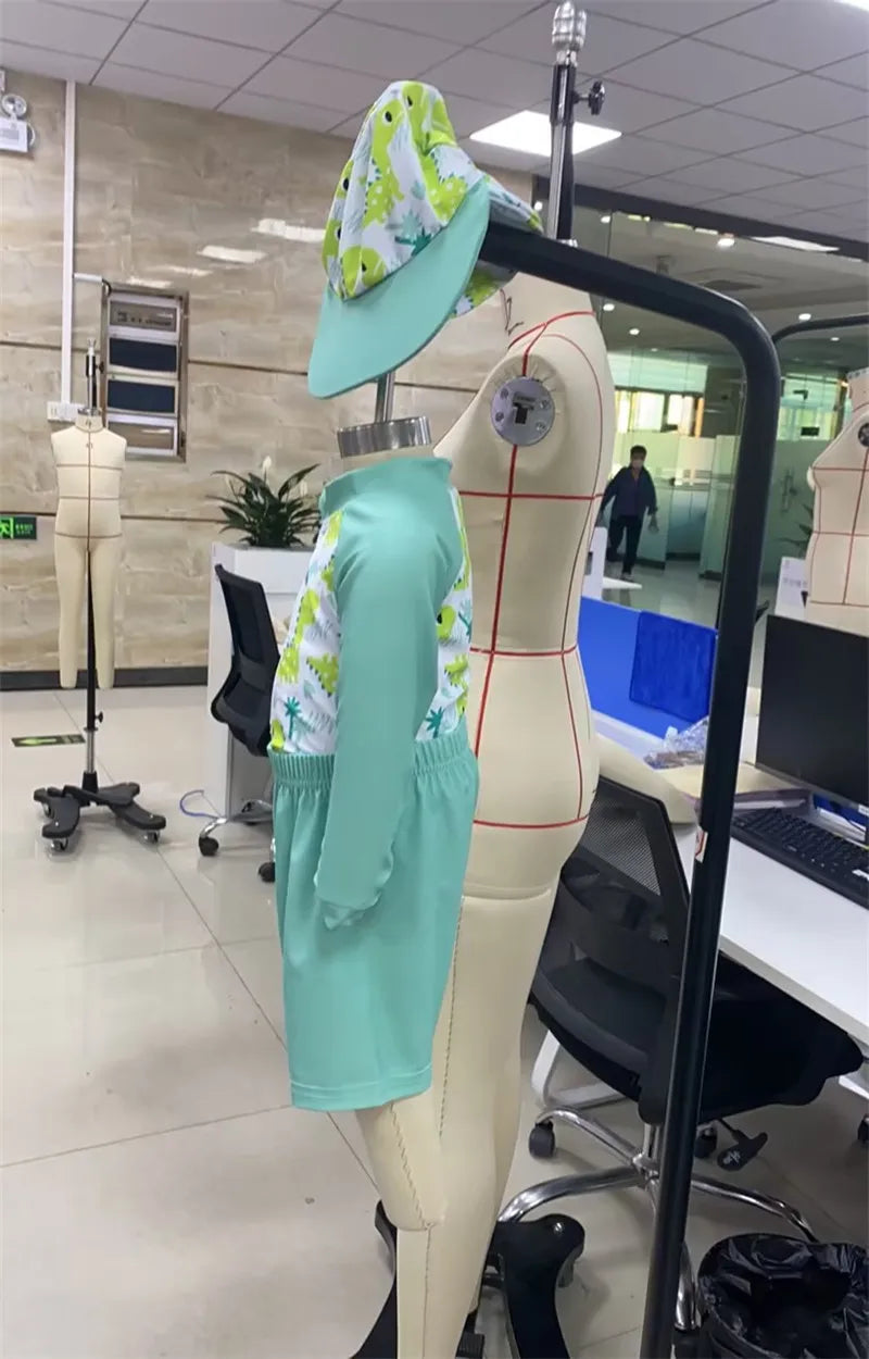 0-36months Toddler Boys Rash Guard Swimsuit Set Animal/Coconut Tree Print Long Sleeve Tops with Shorts and Swim Hat