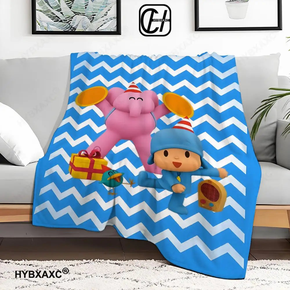 Plush Dolls P-POCOYO  Throw  Blanket Aesthetic Art Flannel Blanket Portable Home Travel Camping Sofa Picnic Thickening Flannel B