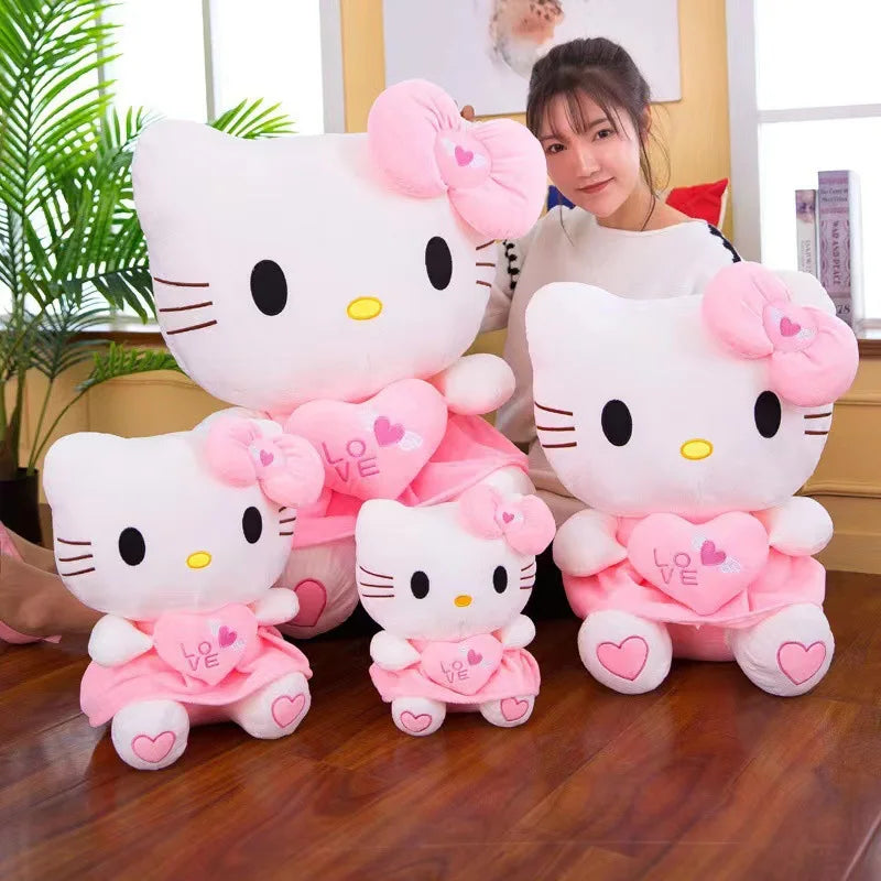 55cm Sanrio Hello Kitty Cat Plush Toys Cartoon KT Cat Plushie Doll Big Size Stuffed Anime Pillow Birthday Gifts For Kids Girls