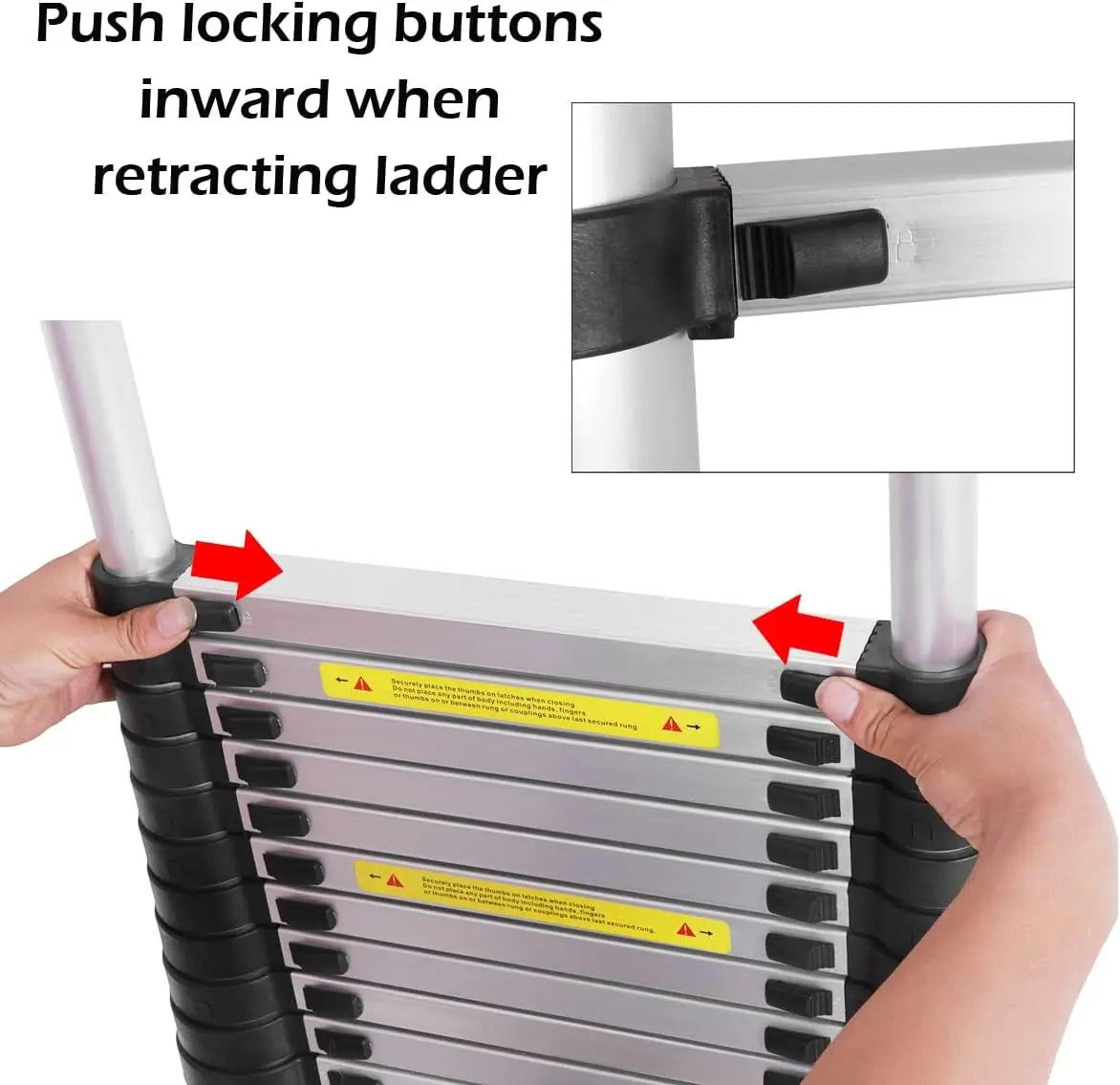 Telescopic Ladder 6.2m with Detachable Hooks & Extendable Steps, Folding Tall Loft Ladder with Non-Slip Feet Collapsible Ladder