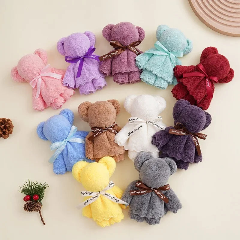 منشفة دب تذكارية لحفلات الزفاف، هدية صغيرة، منشفة دب من الصوف المرجاني، هدايا زفاف للضيوف، هدية عيد الشكر لوصيفة العروس بكميات كبيرة