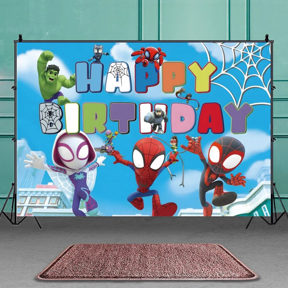 Spidey And His Amazing Friends Photography Backgrounds Vinyl Cloth Photo Shootings Backdrops For Kid Birthday Party Photo Studio