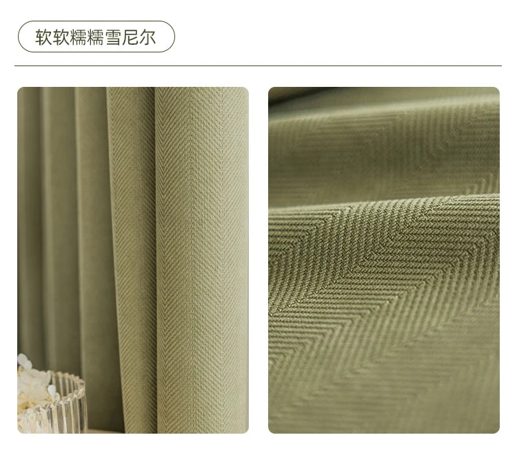 ستائر تعتيم من الشنيل لغرفة المعيشة وغرفة الطعام وغرفة النوم والحماية من الشمس باللون الأخضر الفرنسي الفاخر لتزيين المنزل حسب الطلب