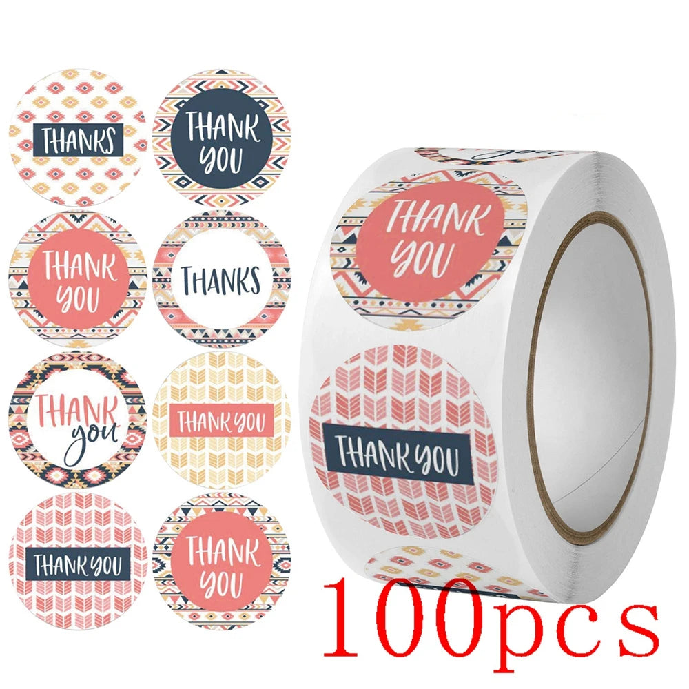 100-500pcs Thank You Sticker Holiday Decor Sticker Wedding Party Gift Sticker Birthday Gift Box Sticker Baking Labels