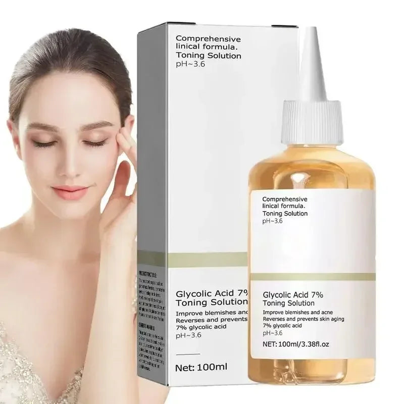 Glycolic Acid 7% Toning Facial Solution Skin Care Lighten Pore Glow Acid Toner Lifting Firming Wrinkles Dispelling Acne New