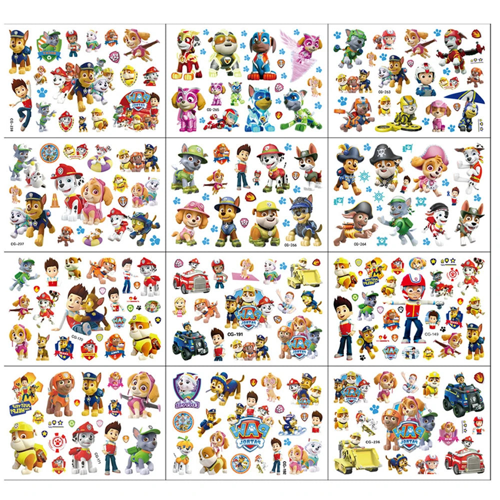 PAW Patrol Tattoo Cartoon Stickers For Kids Arm Face Glowing Body Art Waterproof Fake Temporary Cute Tattoos Children Toys Gifts