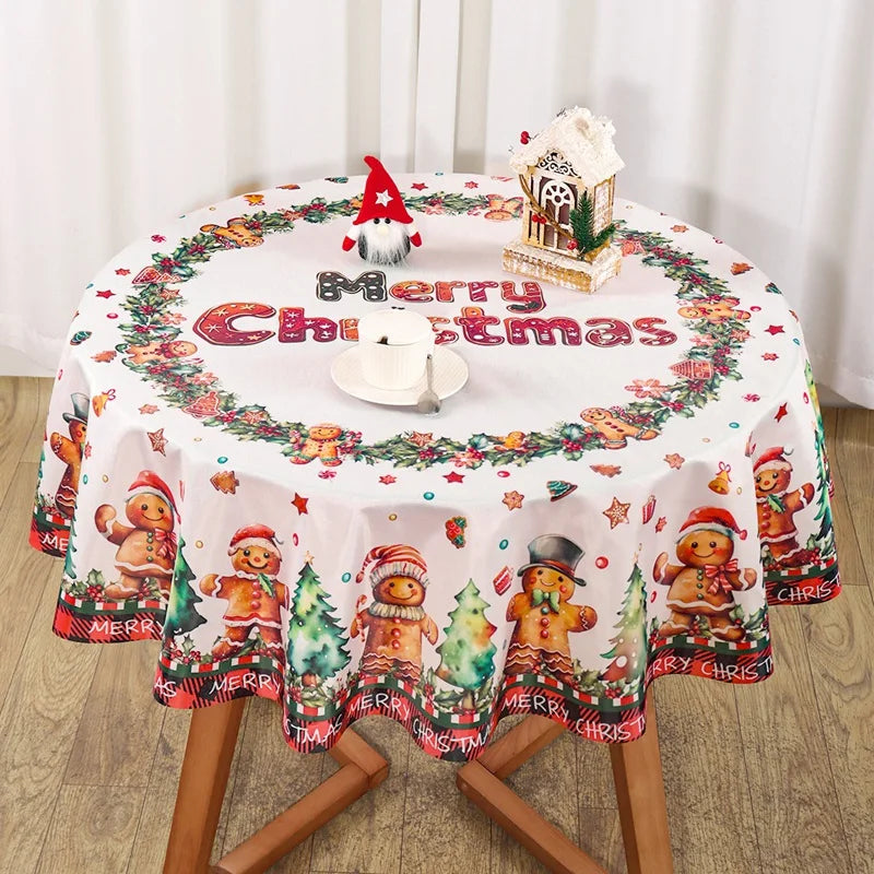 Rustic Christmas Tablecloth New Year 2026 Gingerbread Man Table Cover Christmas Decorations for Home 2025 Xmas Gift Navidad Noel