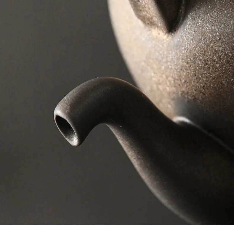 Vintage Ceramic Coffeepot Coarse Pottery Baking With Stove Warmer Teapot With Candle Stand for Tea Party and Meeting