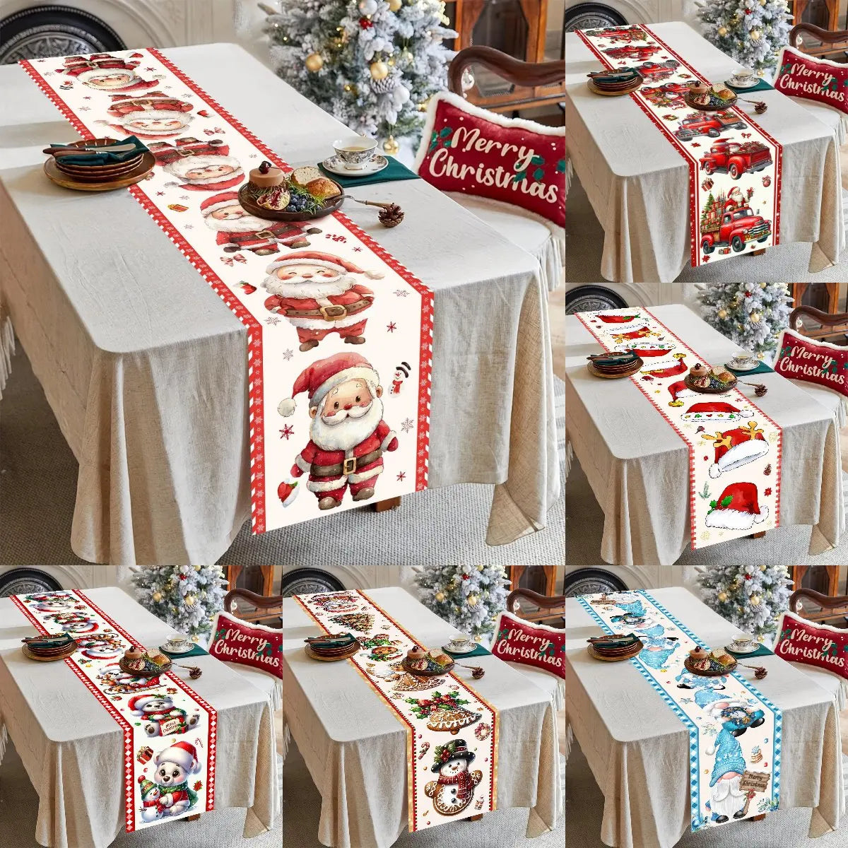 Christmas Table Runner Merry Christmas Decoration for Home Xmas Party Decor 2025 Navidad Notal Noel Ornament Happy New Year 2026