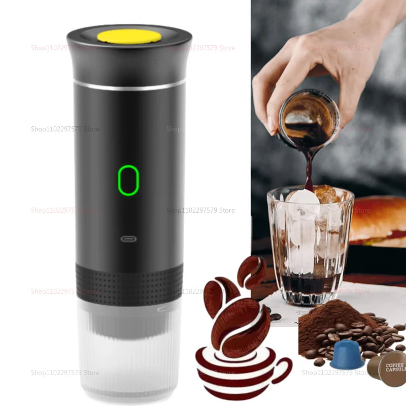 Wireless Electric Portable Coffee Machine for Car & Home Camping Coffee Maker 3-in-1 Capsule Powder Travel Espresso Machine