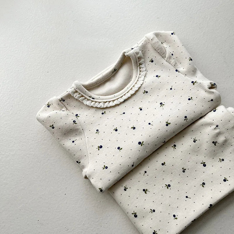 2025 Spring New Baby Long Sleeve Clothes Set Infant Floral Tops + Pants 2pcs Suit Cotton Baby Home Clothing Boys Girl Outfits