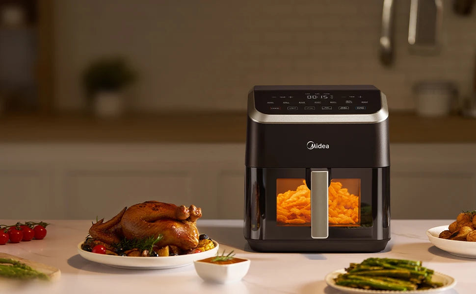 Midea Hot Air Fryer 7L Capacity, HeatXpress Technology, 90% Less Oil, Energy and Time Saving with 7 Presets, Easy-View Window