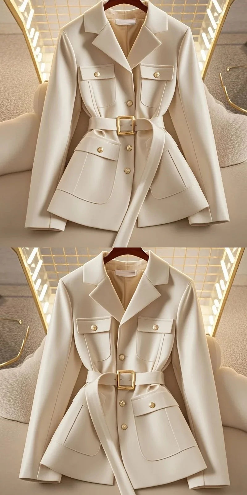 Women Long Sleeve Office Blazers Coat Autumn Winter Solid Casual Single Breasted Apricot Chic Blazer Top Ladies Jackets Clothes