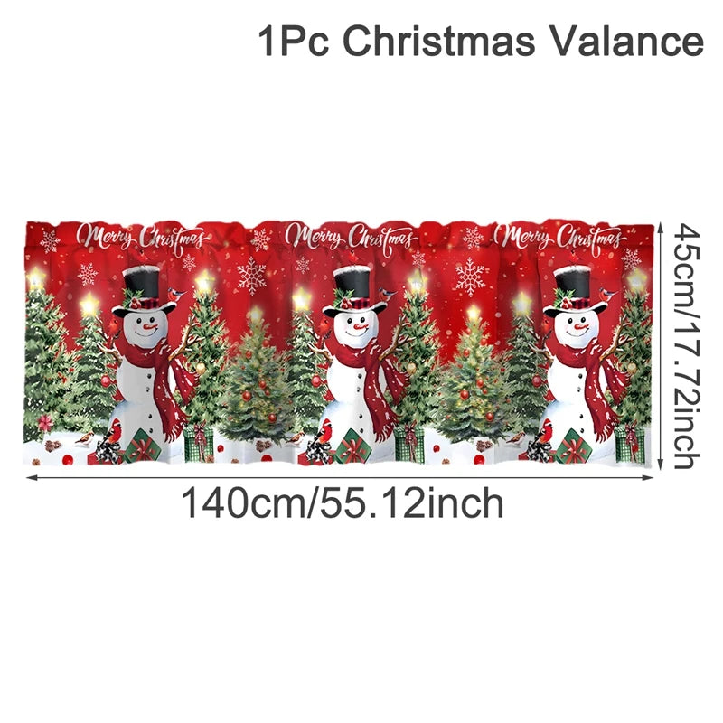 Christmas Short Curtains Valances Windows Treatments for Kitchen Bathroom Christmas Decorations for Home 2025 Xmas Ornaments