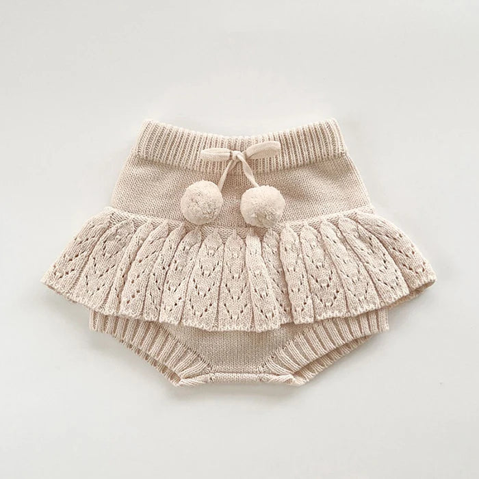 2025 New Autumn 0-3Yrs Children Clothes Suit Long Sleeved Knitted Pullover Sweater+PP Shorts Toddler Baby Girl Clothes Set