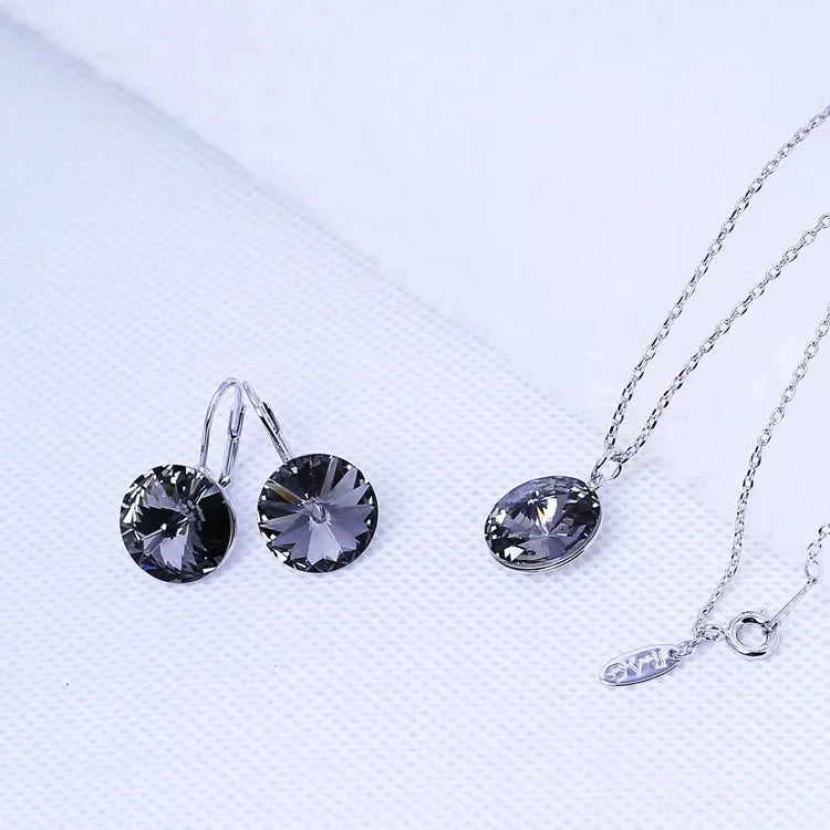 Silver Color Bella Jewelry Sets Crystals from Austria Pendant Necklace Drop Earrings for Women Party Wedding Evening Accessories